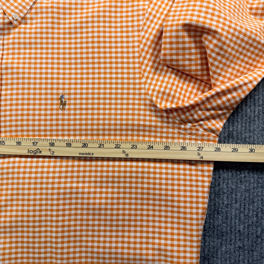 Ralph Lauren Mens XXL Classic Fit Orange Gingham Button Down Shirt Long Sleeve - Picture 6 of 9